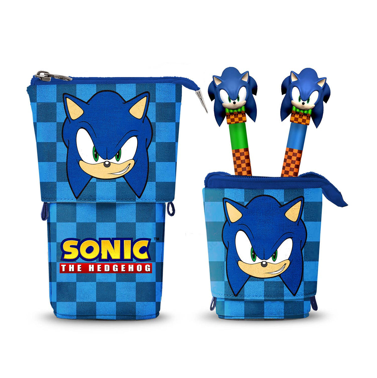 Trousse Portatout Mignonne + 2 Stylos Gel Effaçables Sonic the Hedgehog