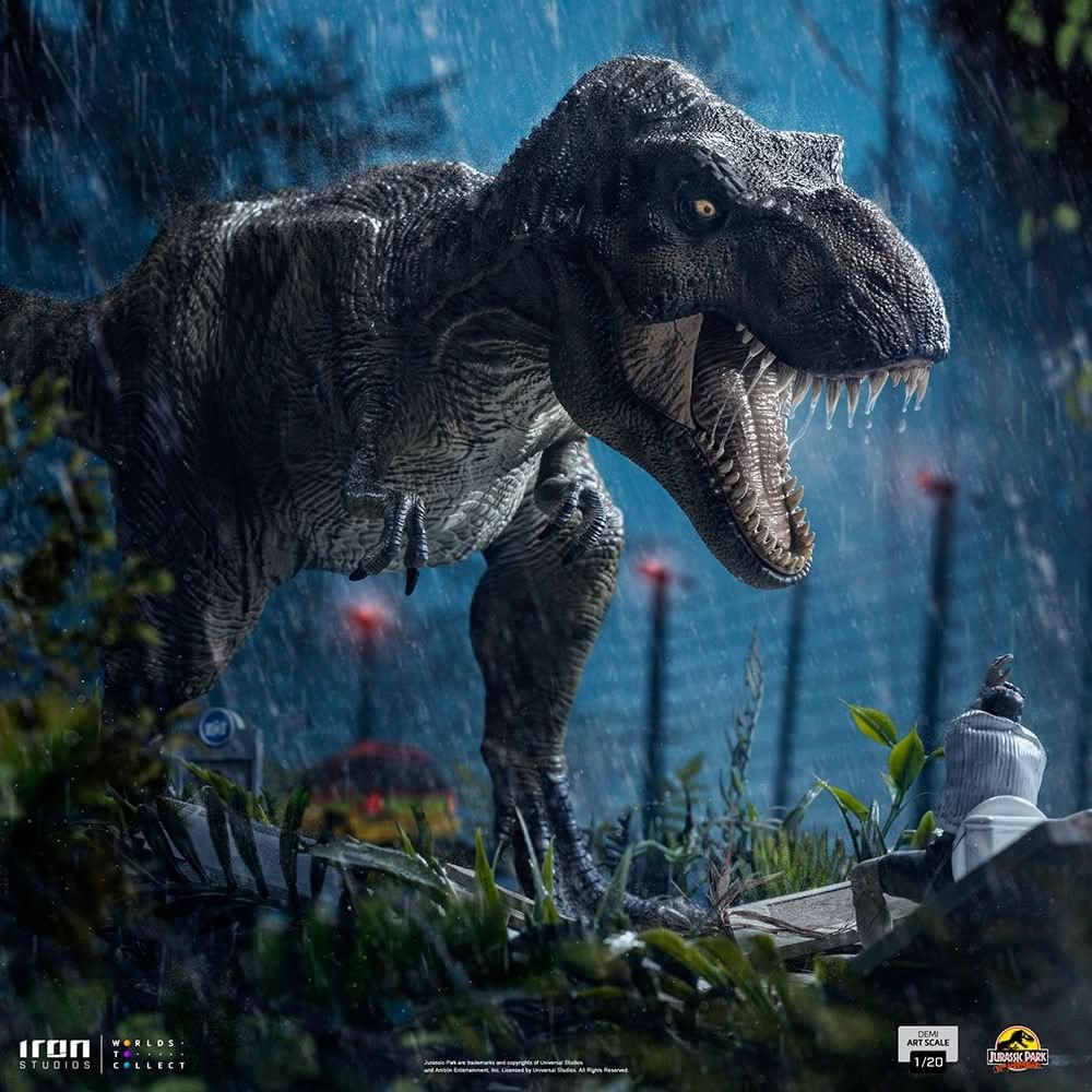 Statue T-Rex Attack Donald Gennaro - Jurassic Park - Demi Scale 1/20