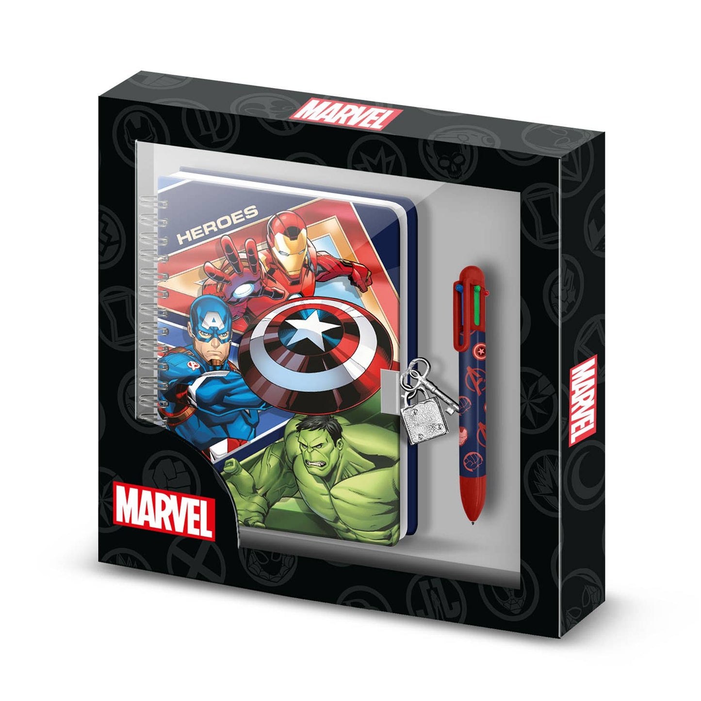 Marvel Avengers Battle-Pack de Journal A5 + Stylo 6 Couleurs