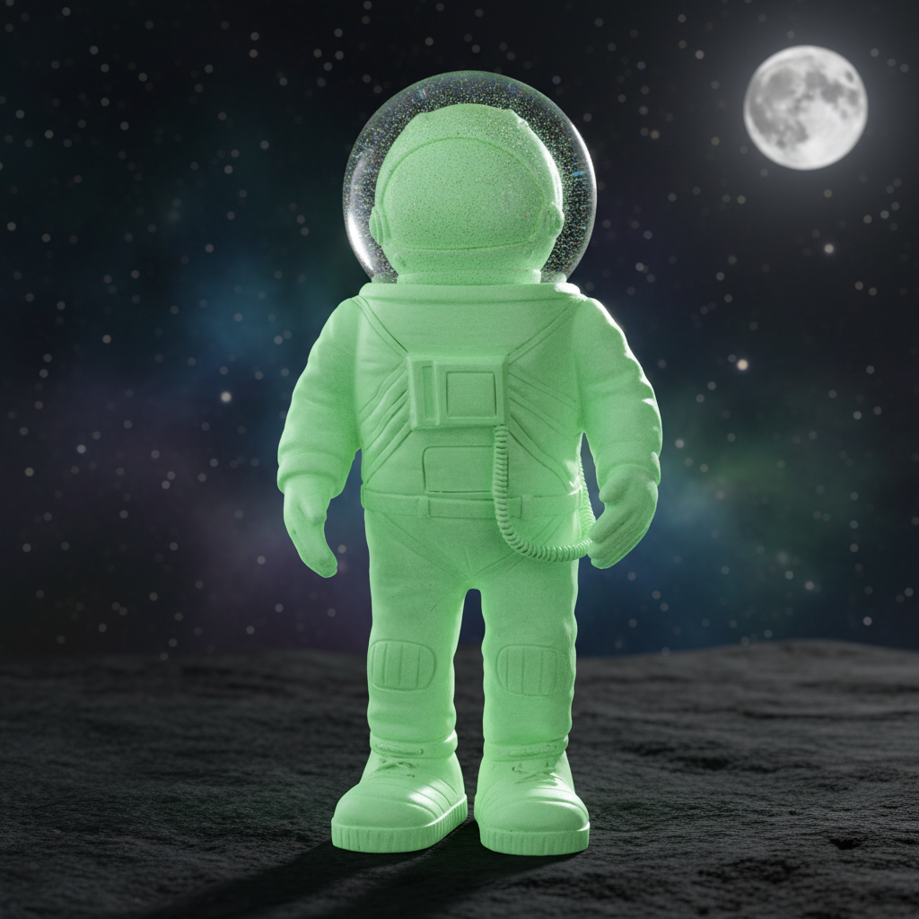 Vue complémentaire : Boule à Neige Astronaute Géant Vert – Donkey Products