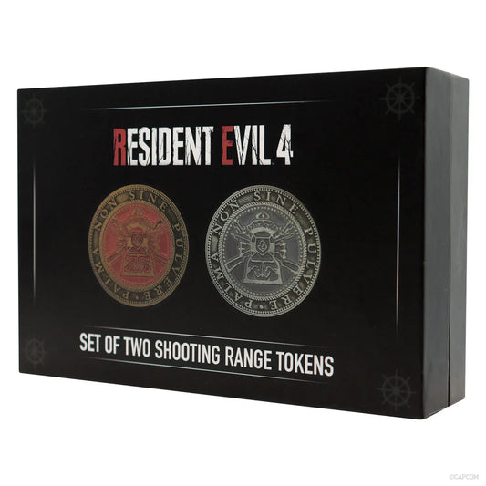 resident evil 4 set of two metal shooting gallery tokens fanattik
