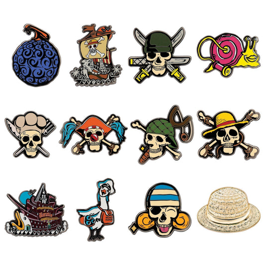 Display de 12 blind boxes One Piece - pin’s mystère - ensemble des pin’s