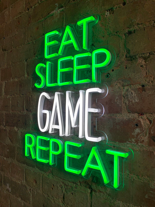 Néon Mural Eat Sleep Game Repeat