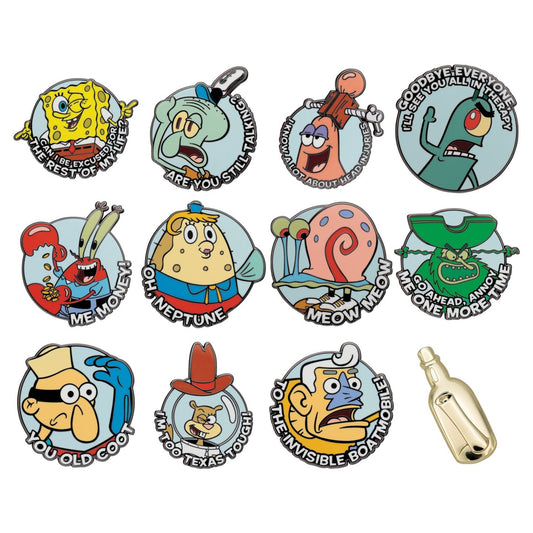Display de 12 blind boxes Bob l’éponge - pin’s mystère - ensemble des pin’s