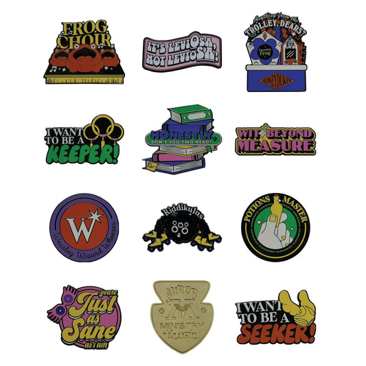 Display de 12 blind boxes Harry Potter - pin’s mystère - ensemble des pin’s