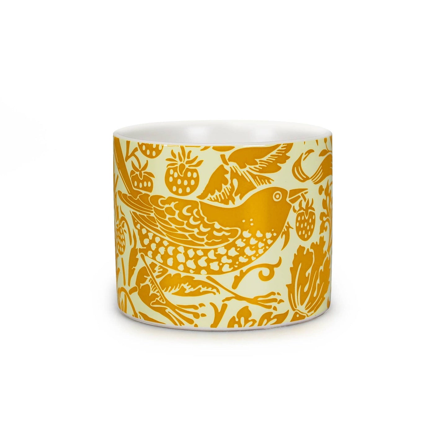 William Morris ceramic pot - Strawberry Thief yellow