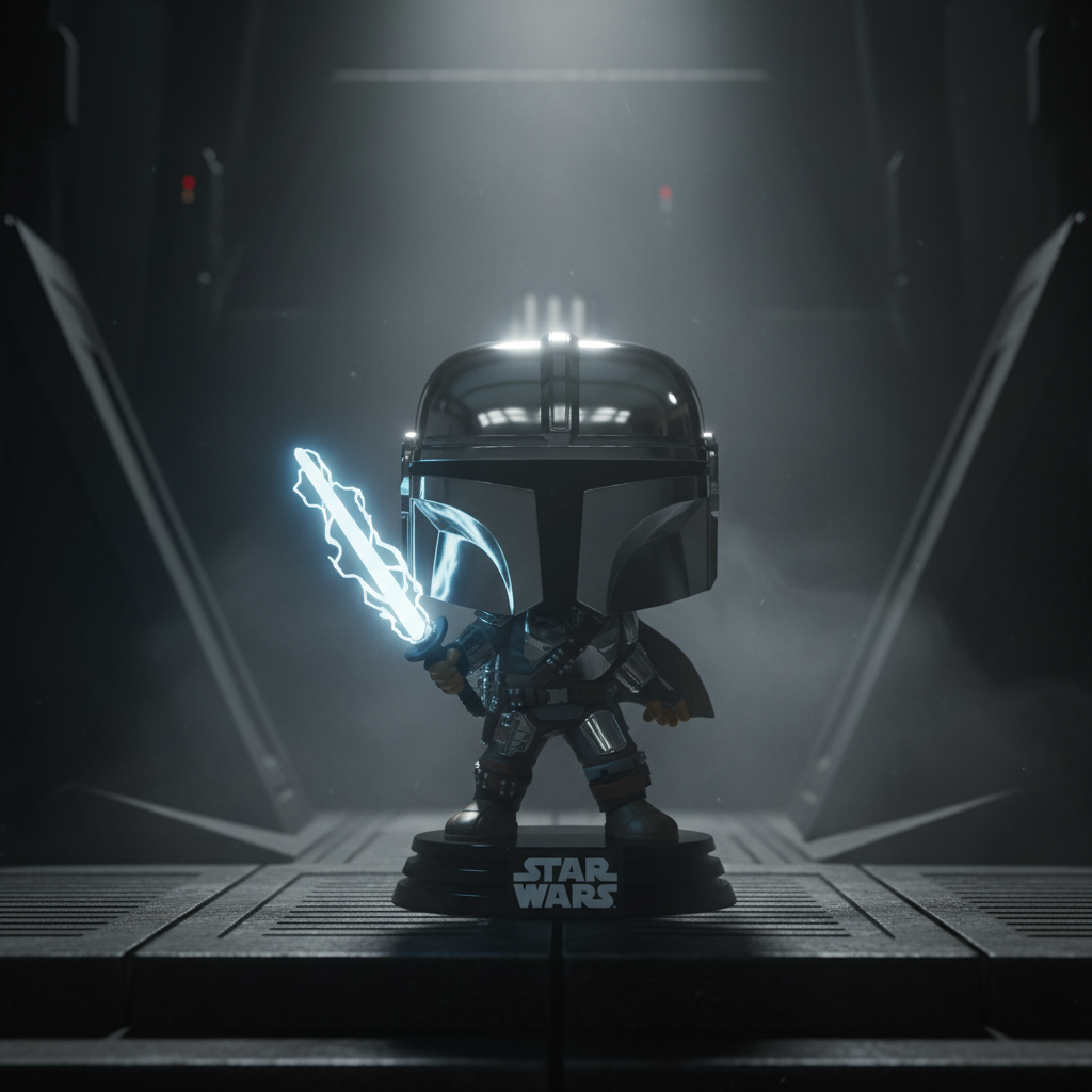 Funko Pop! Le Mandalorian avec Darksaber (Metallic/Glow) – The Mandalorian