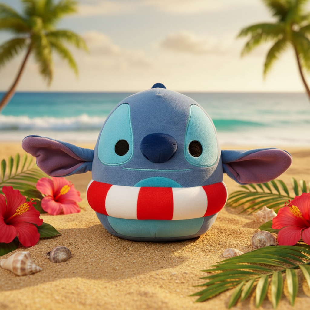 Squishmallows Stitch plush toy with buoy