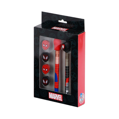 Pack de stylo gel effaçable + Crayon Éternel + 4 gommes Marvel Spider-Man « Peter »