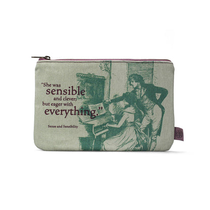 Jane Austen Cotton Pouch - Recycled Sense and Sensibility