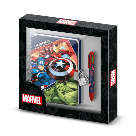 Marvel Avengers Battle-Pack de Journal A5 + Stylo 6 Couleurs
