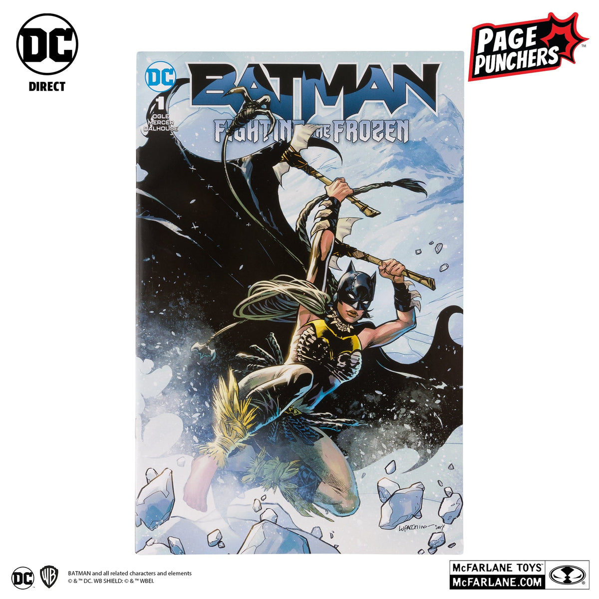 batgirl 7 figure with batman fighting the frozen comic page punchers