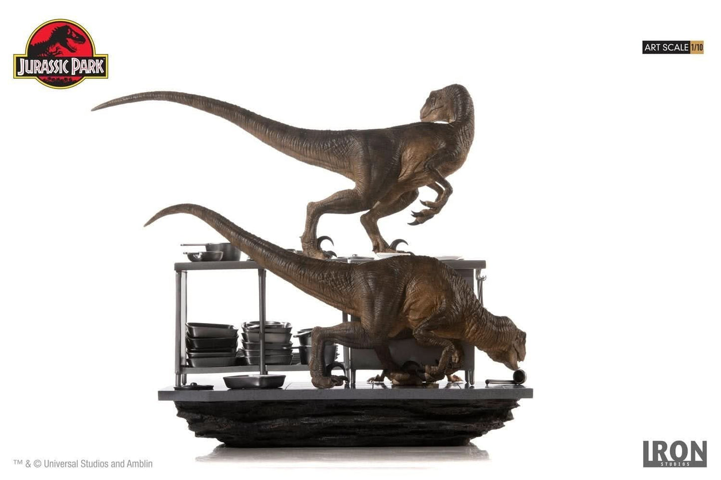 Velociraptors Statue in the Kitchen Diorama - Jurassic Park - Art Scale 1/10