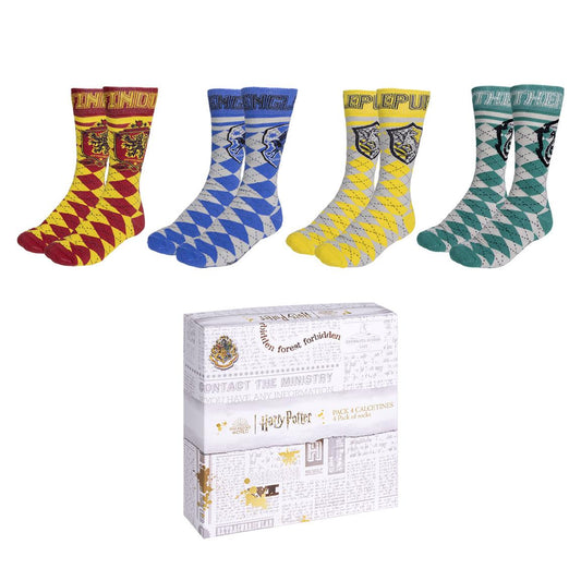 Packen Sie 4 Paar Harry-Potter-Socken – 4 Häuser 
