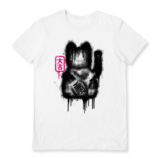 T-shirt blanc Rocket Man - Lucky Cat Spray