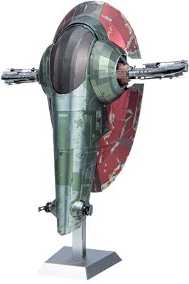 MetalEarth: ICONX - STAR WARS / BOBA FETT'S STARFIGHTER 11,5x6,8x14,5cm, maquette 3D en métal avec 3 feuilles multicolorées, en boîte 13,5x22x2cm, 14+