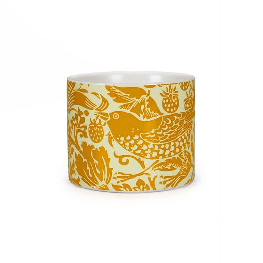 William Morris ceramic pot - Strawberry Thief yellow