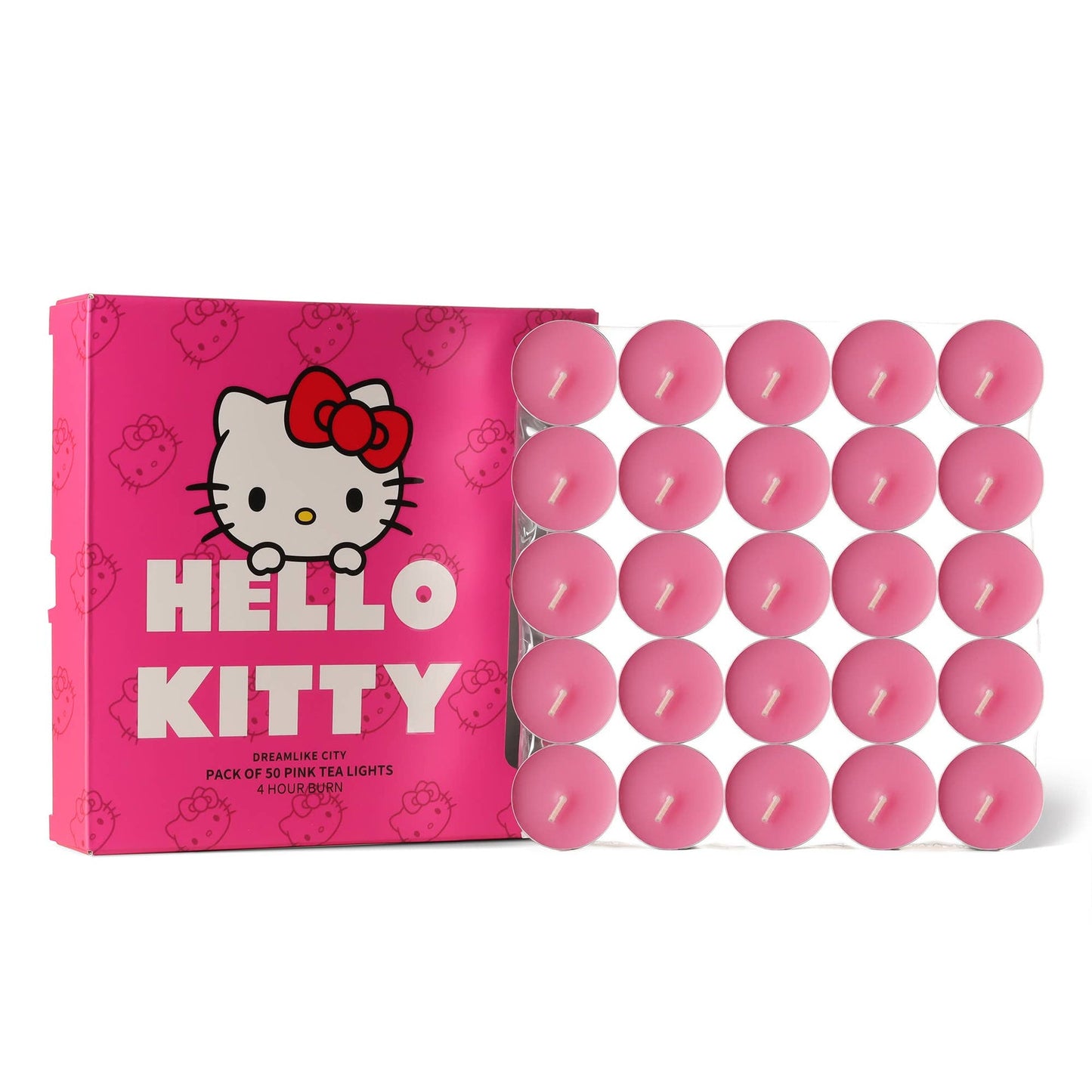 Bougies chauffe-plat roses Hello Kitty, paquet de 50, parfum Ville de rêve