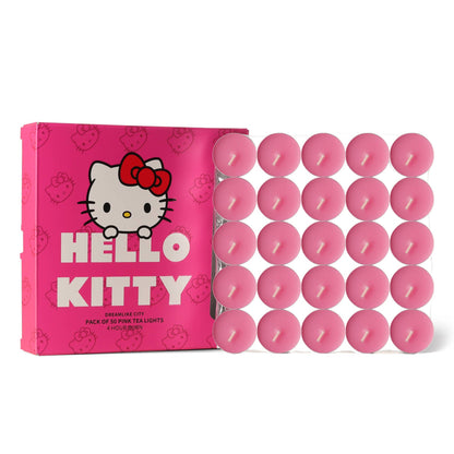 Bougies chauffe-plat roses Hello Kitty, paquet de 50, parfum Ville de rêve