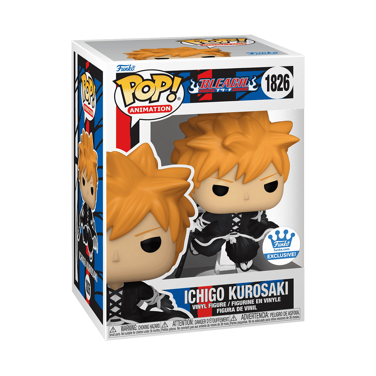 Boîte Pop! Ichigo Kurosaki (Technique Getsuga Tenshō) n°1826 – Bleach – visuel officiel Funko