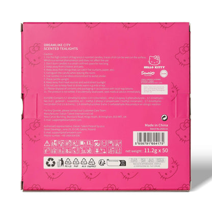 Bougies chauffe-plat roses Hello Kitty, paquet de 50, parfum Ville de rêve