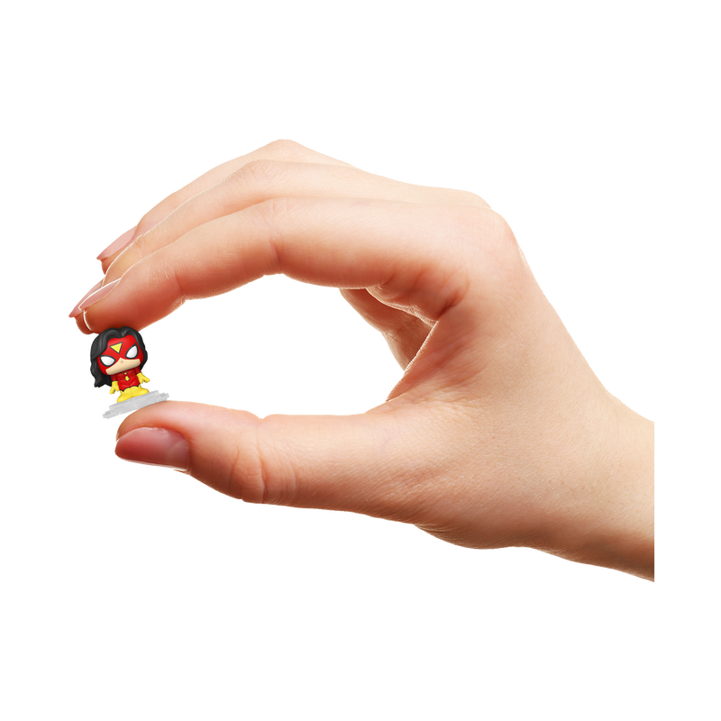 Bitty Pop! Display Spider-Man Web – Spider-Woman en main, visuel officiel Funko