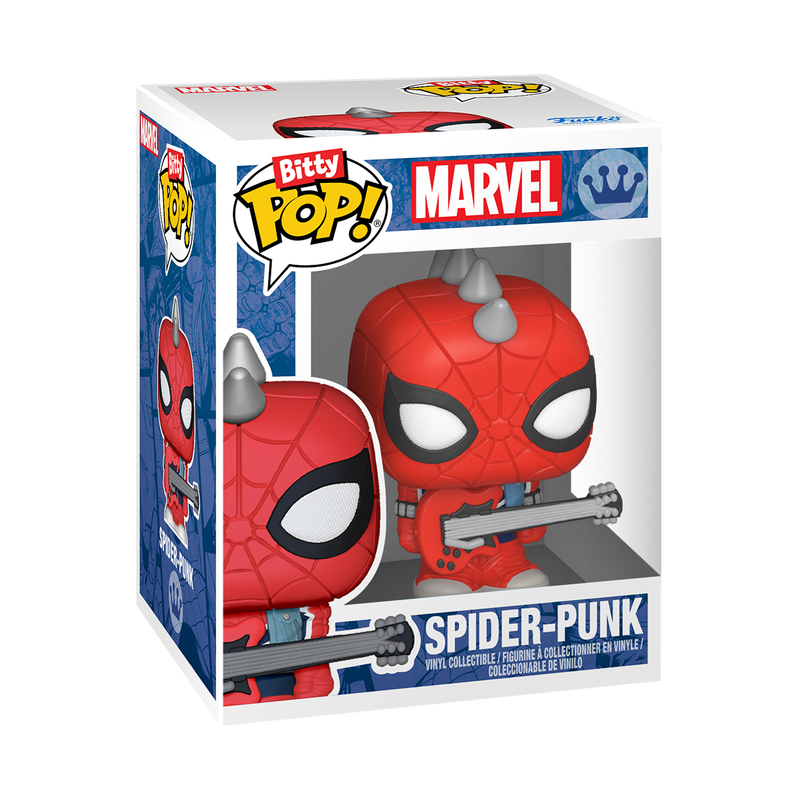 Bitty Pop! Display Spider-Man Web – Spider-Punk en boîtier, visuel officiel Funko