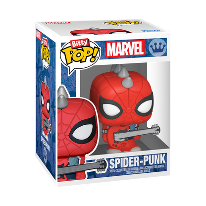 Bitty Pop! Display Spider-Man Web – Spider-Punk en boîtier, visuel officiel Funko