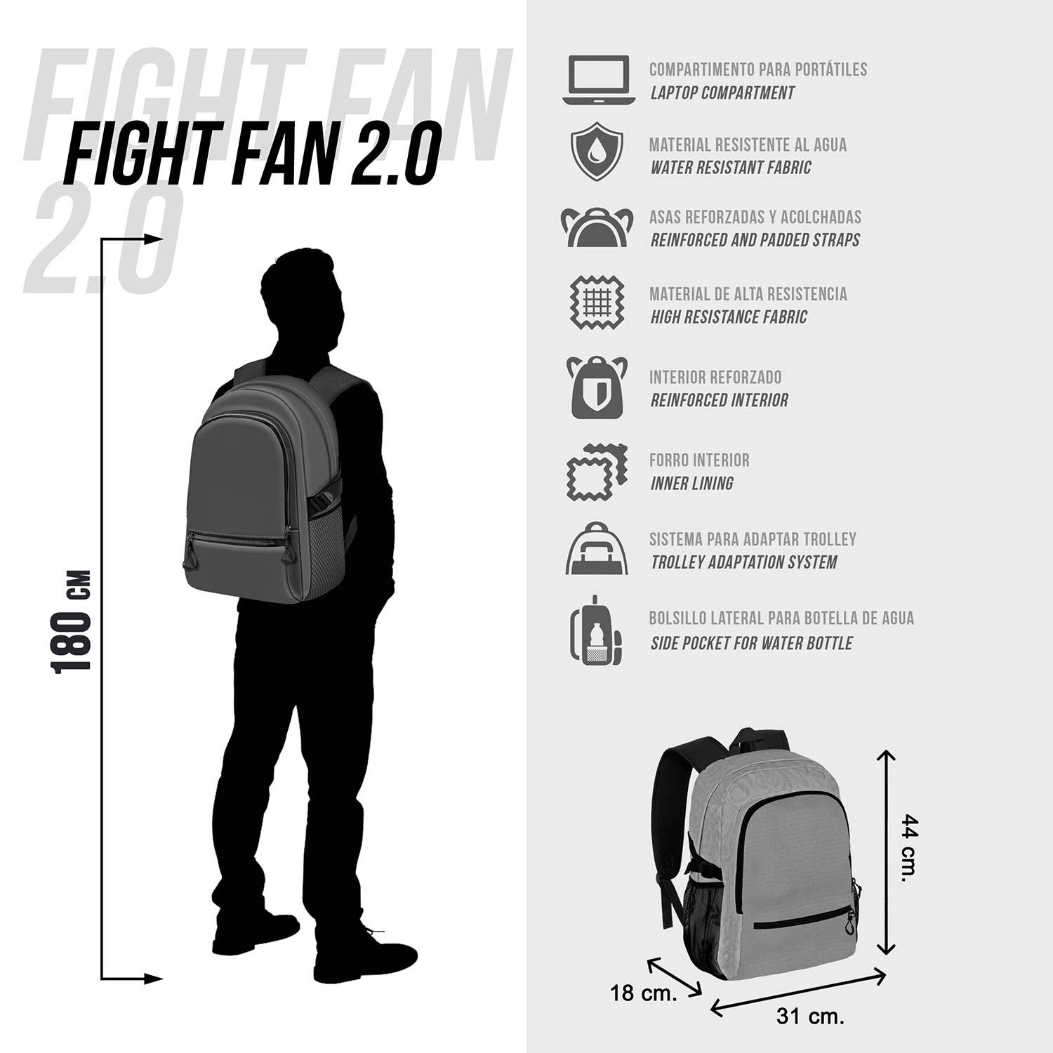 Sac à Dos Fight FAN 2.0 Looney Tunes « Batman Tunes » – Noir