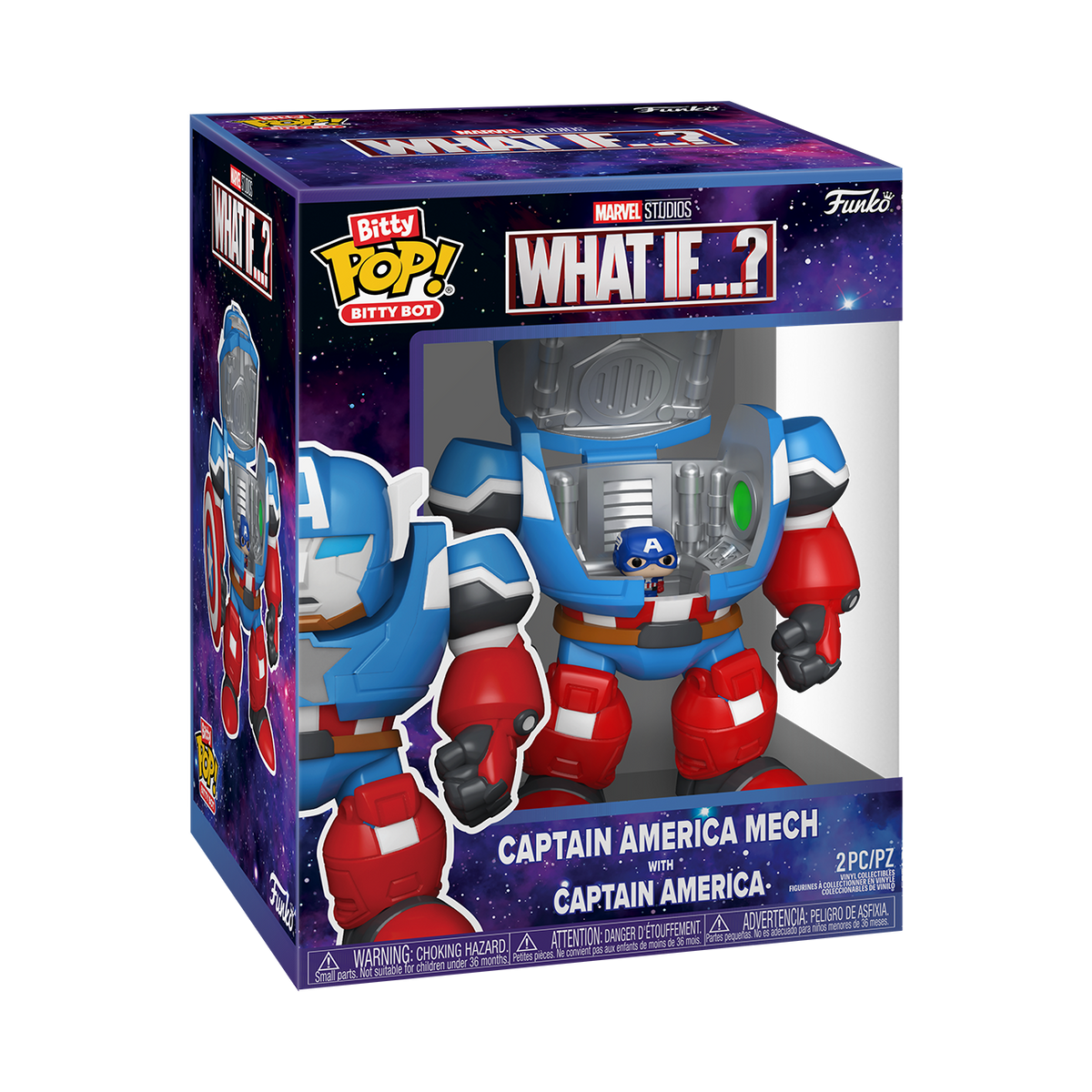 Bitty Pop! Bitty Bot Captain America Mech with Captain America – packaging officiel Funko