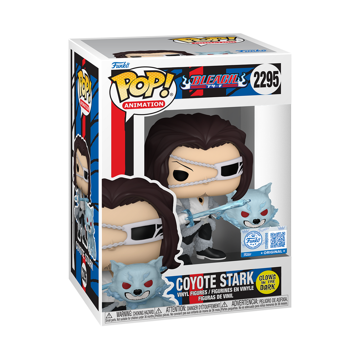 Boîte Pop! & Buddy Coyote Stark (Glow) n°2295 – Bleach – visuel officiel Funko