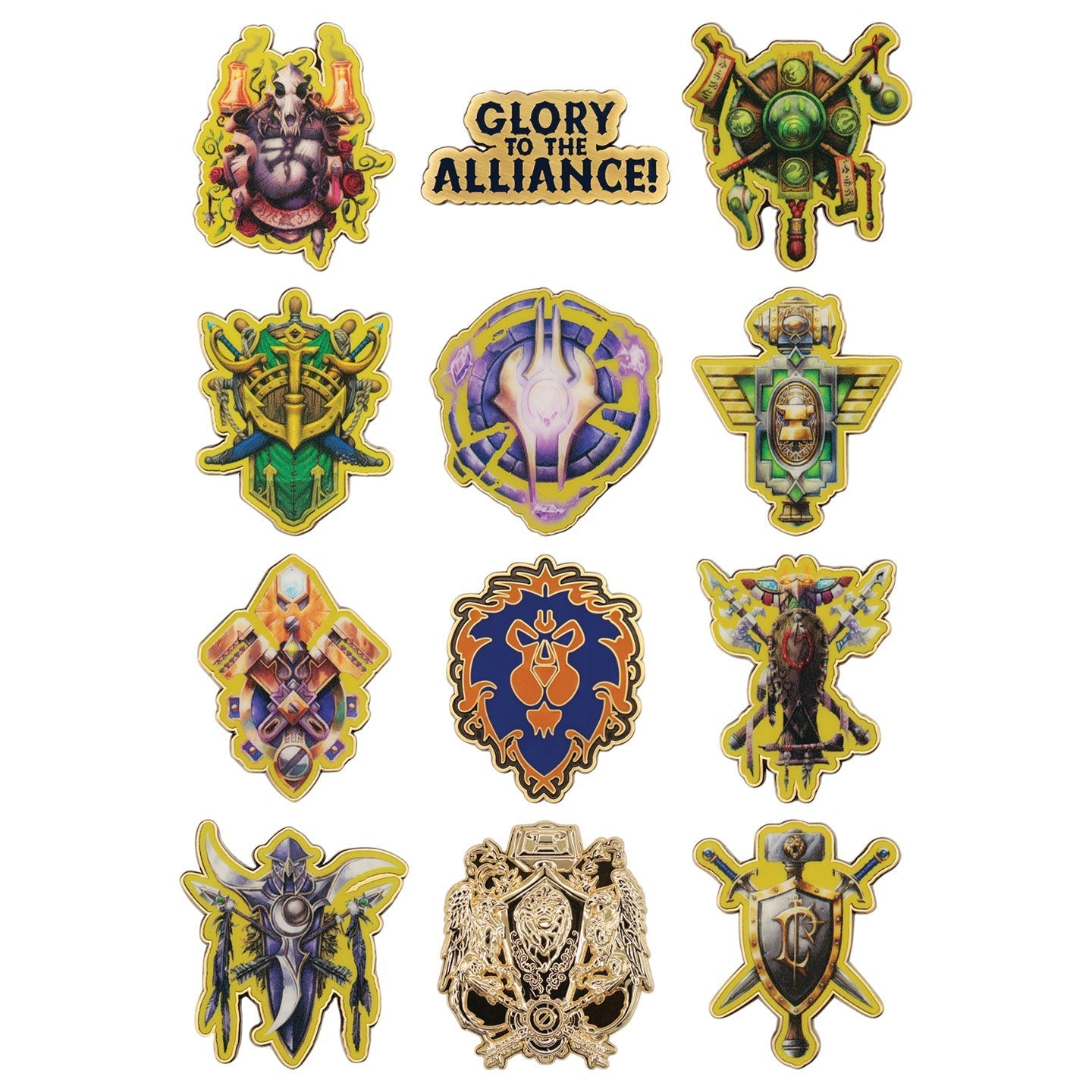 Display de 12 blind boxes World of Warcraft - Alliance Mystery Pin Badge CDU featuring
