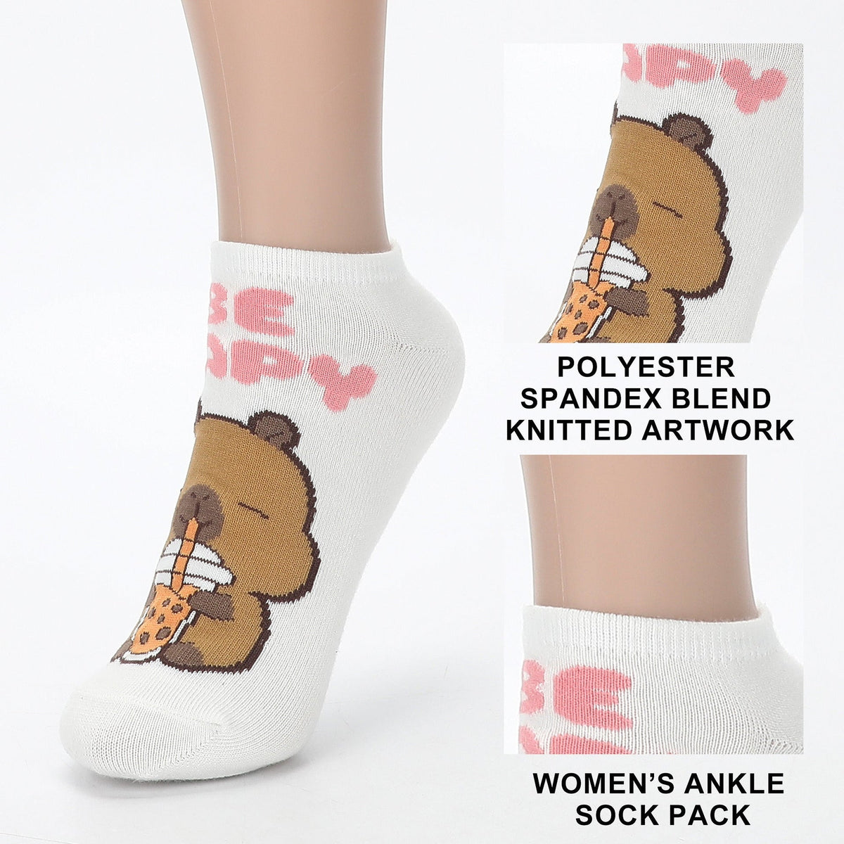 Chaussettes femme Capyfun personnages mignons - lot de 5 paires