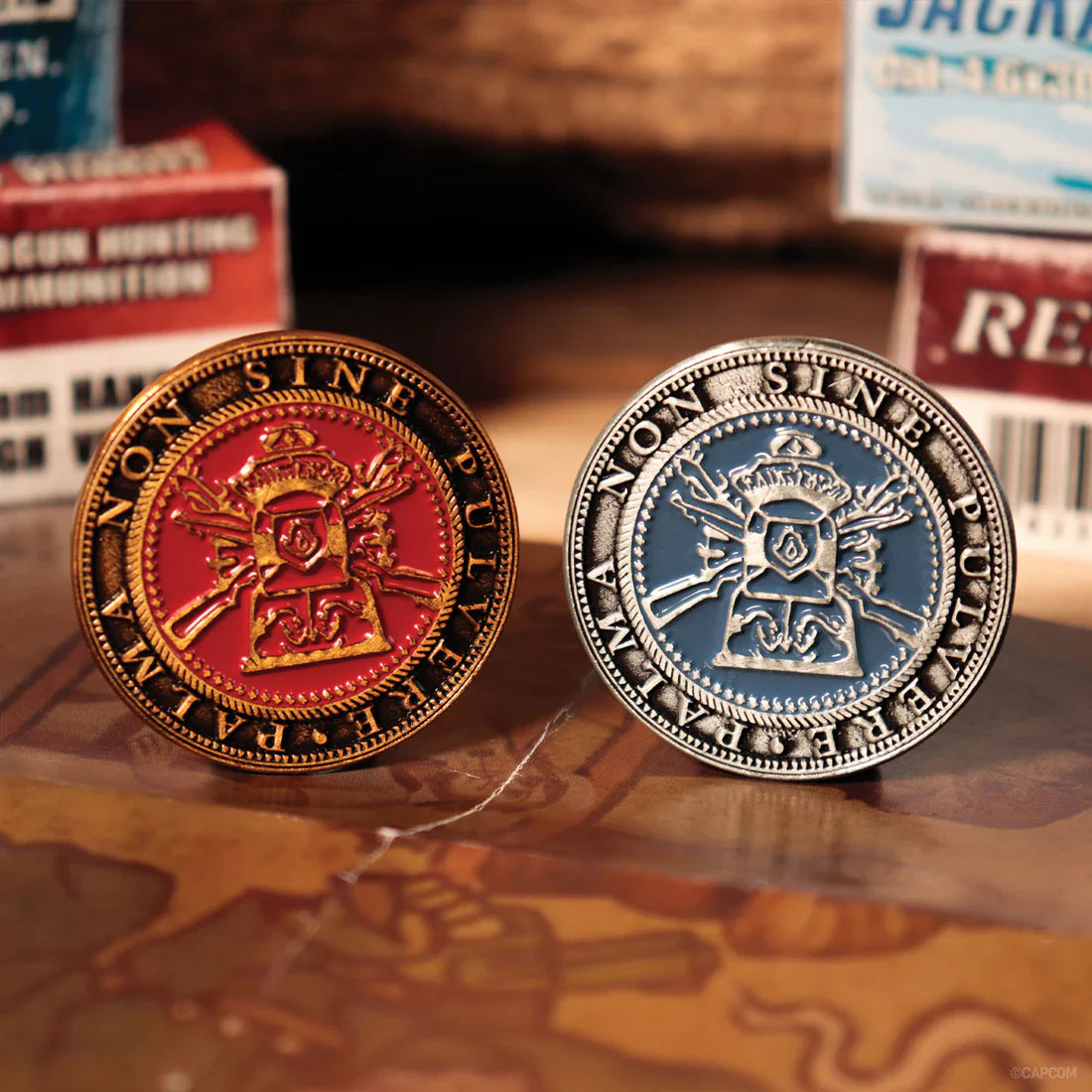 resident evil 4 set of two metal shooting gallery tokens fanattik