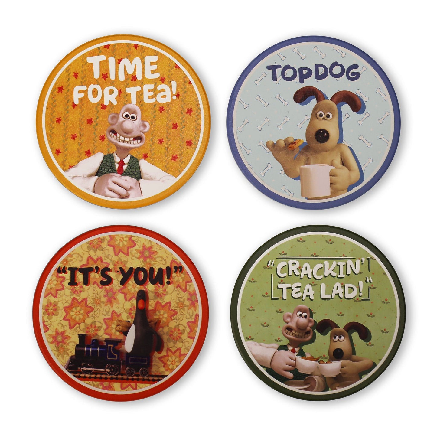 Set of 4 Wallace & Gromit ceramic coasters