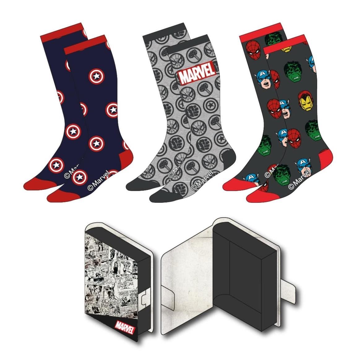 MARVEL Pack de 3 Paires de Chaussettes (Taille 38-45)