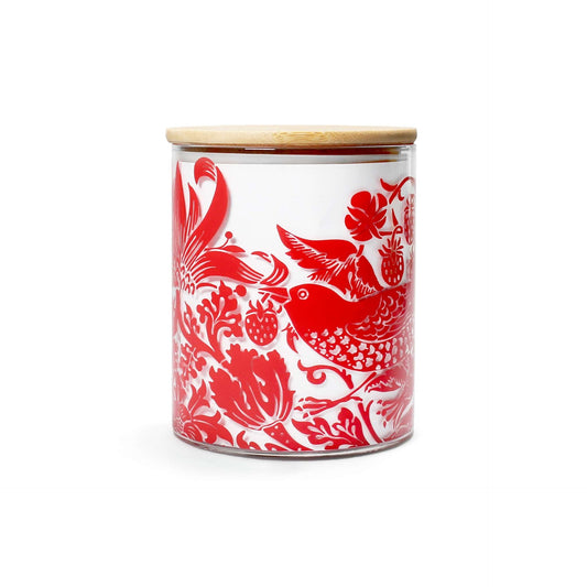 William Morris Glass Food Storage Container - Red Raspberry