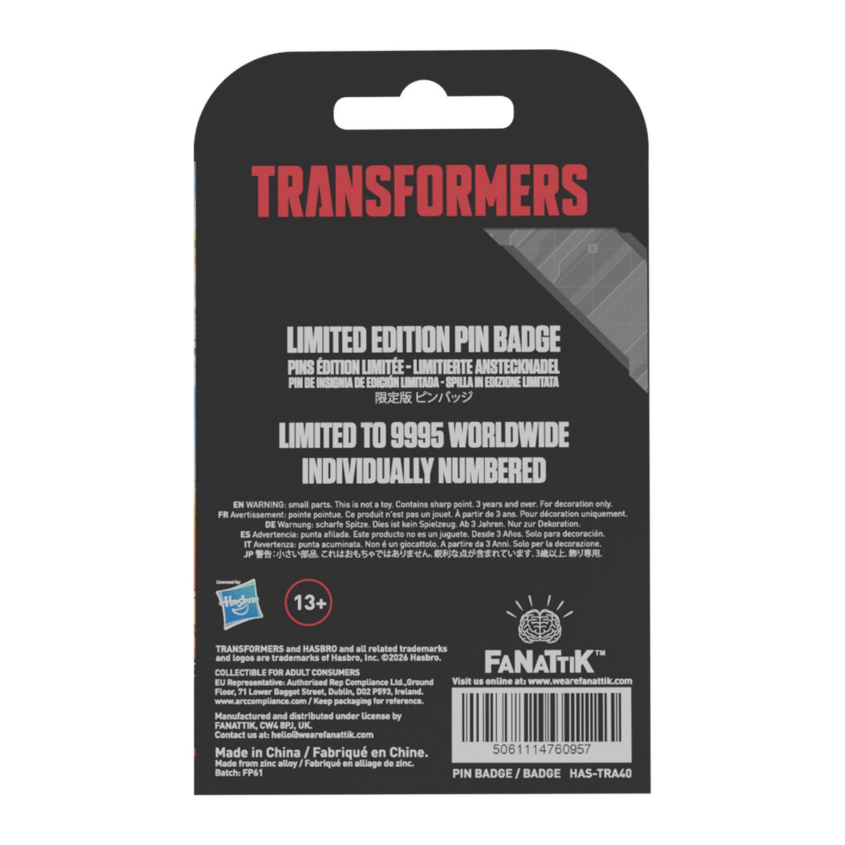 Transformers: The Movie – Limited Edition 40th Anniversary Unicron Pin Badge
