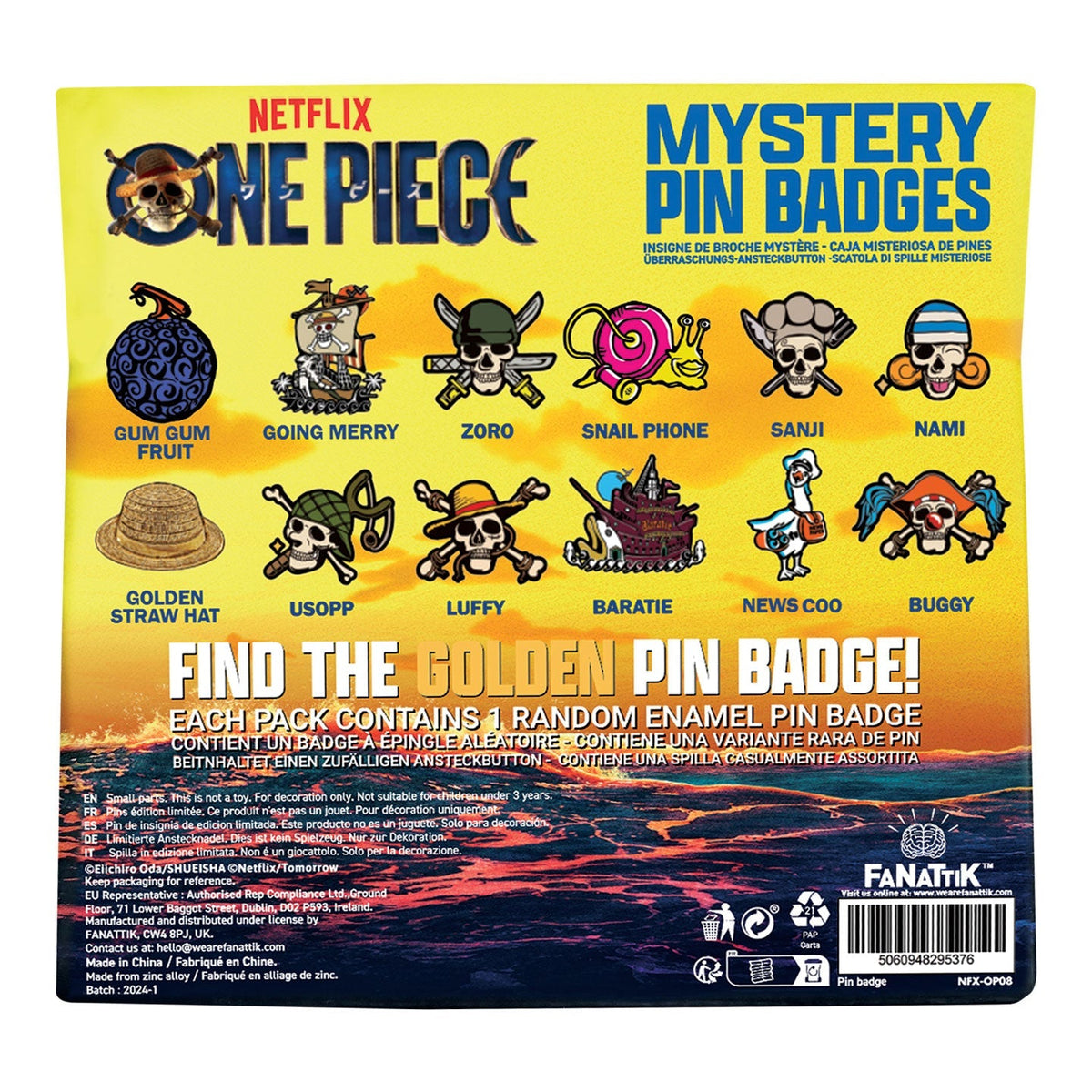Display de 12 blind boxes One Piece - pin’s mystère - présentoir arrière