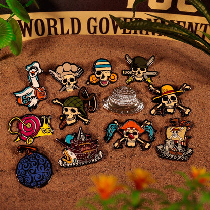 Display de 12 blind boxes One Piece - pin’s mystère - mise en situation 1