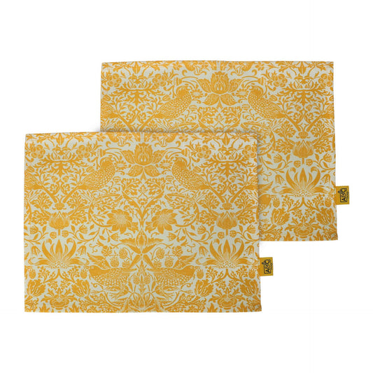 Napperons et serviettes en coton recyclé William Morris - jaunes
