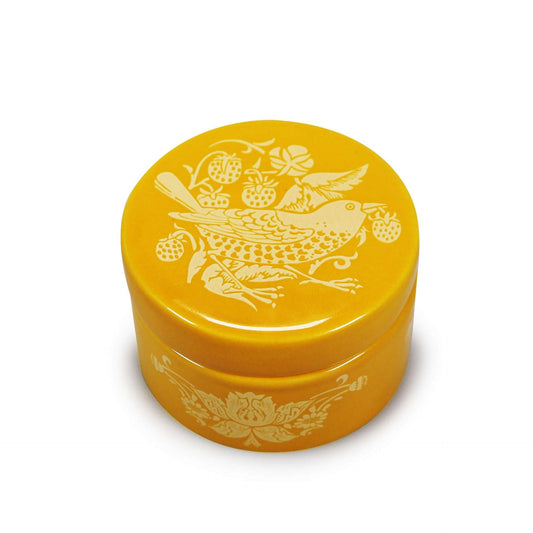 William Morris Ceramic Trinket Box - Strawberry Thief Yellow