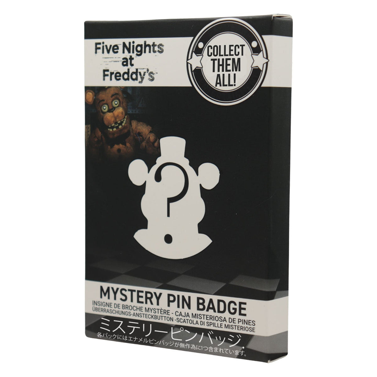 Display de 12 blind boxes Five Nights at Freddy’s - pin’s mystère - blind box angle
