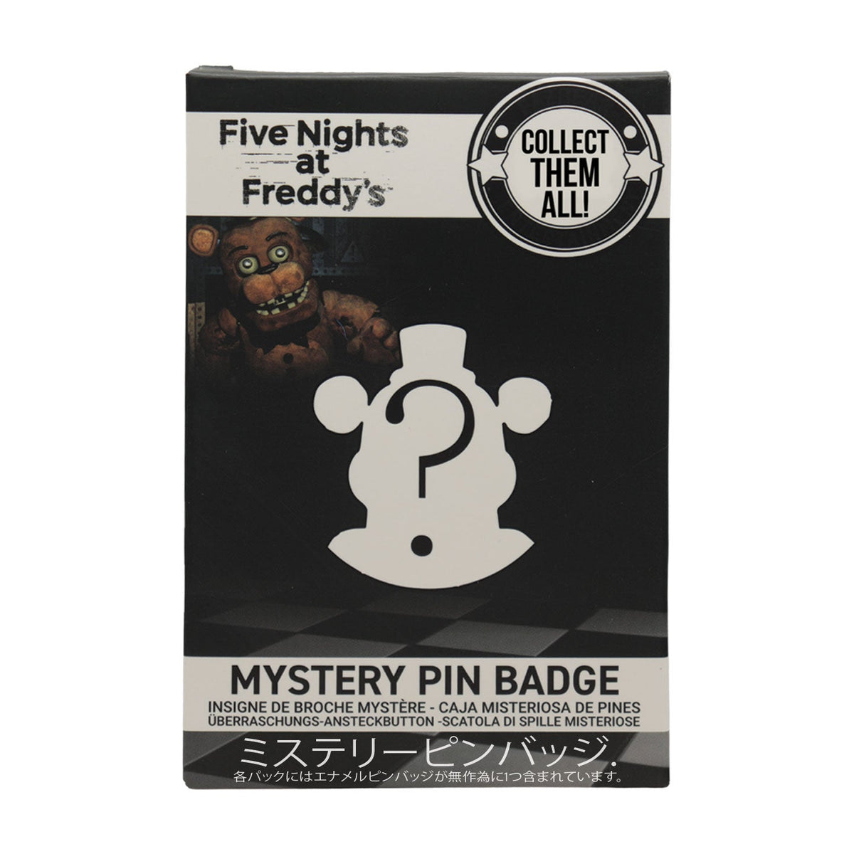 Display de 12 blind boxes Five Nights at Freddy’s - pin’s mystère - packaging avant