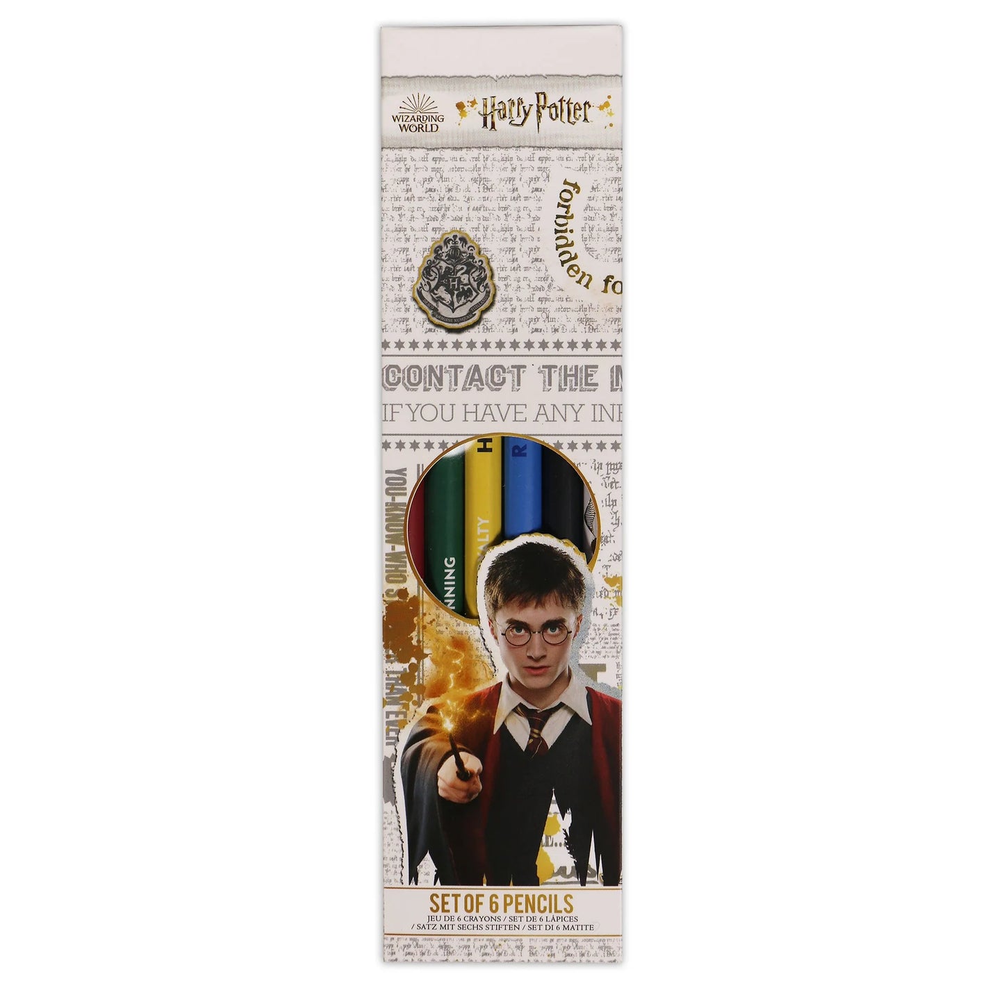 Set of 6 Harry Potter Gray Pencils - Houses 