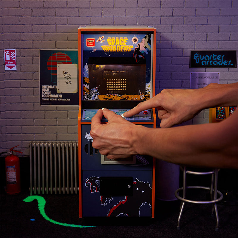 Space Invaders Quarter Scale Arcade Cabinet + Coin.