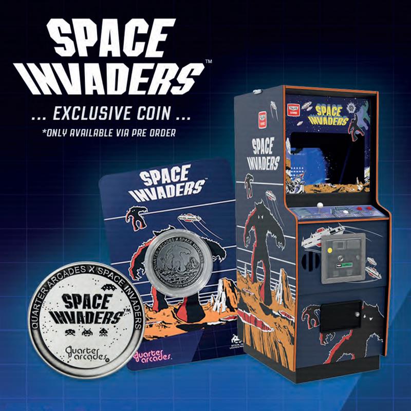 Space Invaders Quarter Scale Arcade Cabinet + Coin.