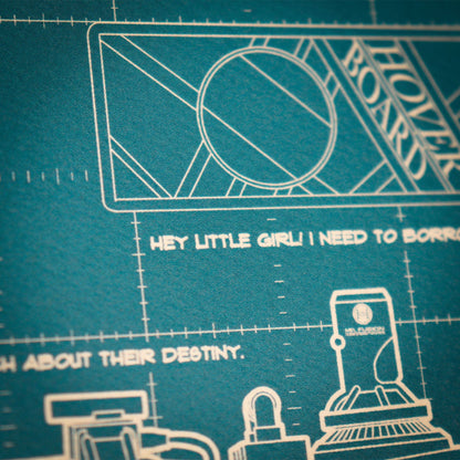 Affiche collector Retour vers le Futur - Time Machine Blueprint A3