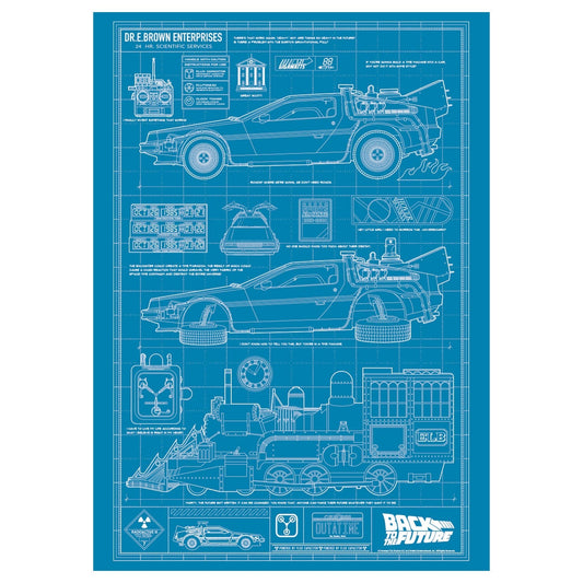 Affiche collector Retour vers le Futur - Time Machine Blueprint A3