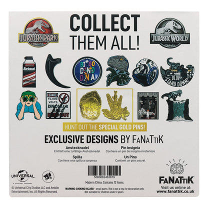 Display de 12 blind boxes Jurassic Park & Jurassic World - pin’s mystère - présentoir arrière